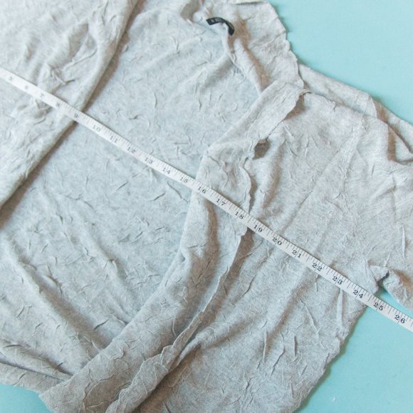 Eileen Fisher Woman Gray Crinkle Knit Short Sleeve Open Front Cardigan Size 2X - Picture 4 of 7